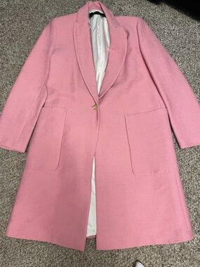 Zara Pastel Pink Single-Button long open pocket front Coat- new